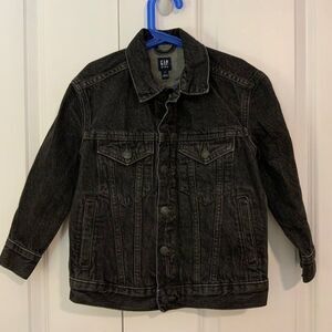 Gap Kids Black Denim Button Front Cotton Jacket XS Youth New